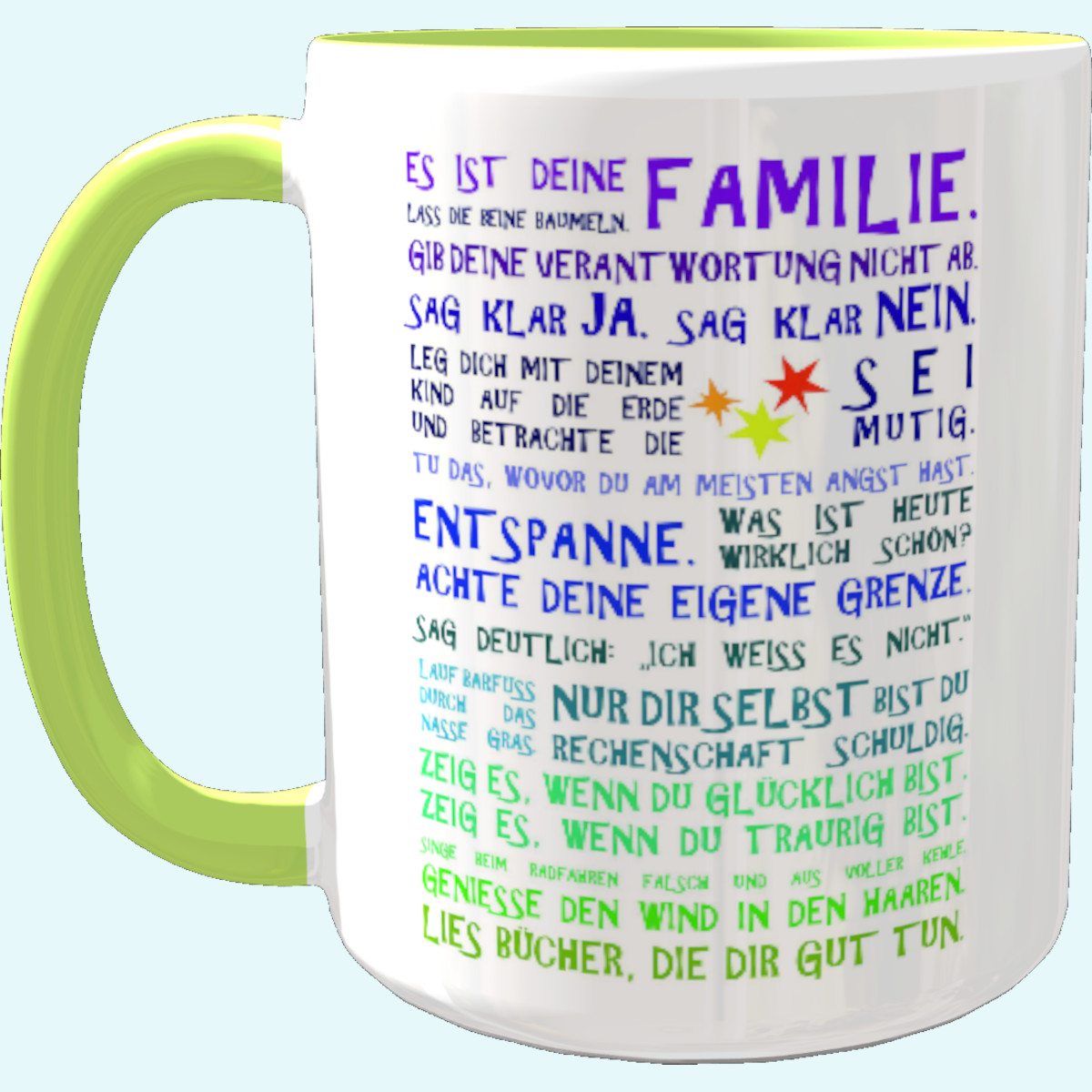 ☕ Panorama Tasse: "Es ist Deine Familie..." - Inspirierende Postkarten von Julia Dibbern