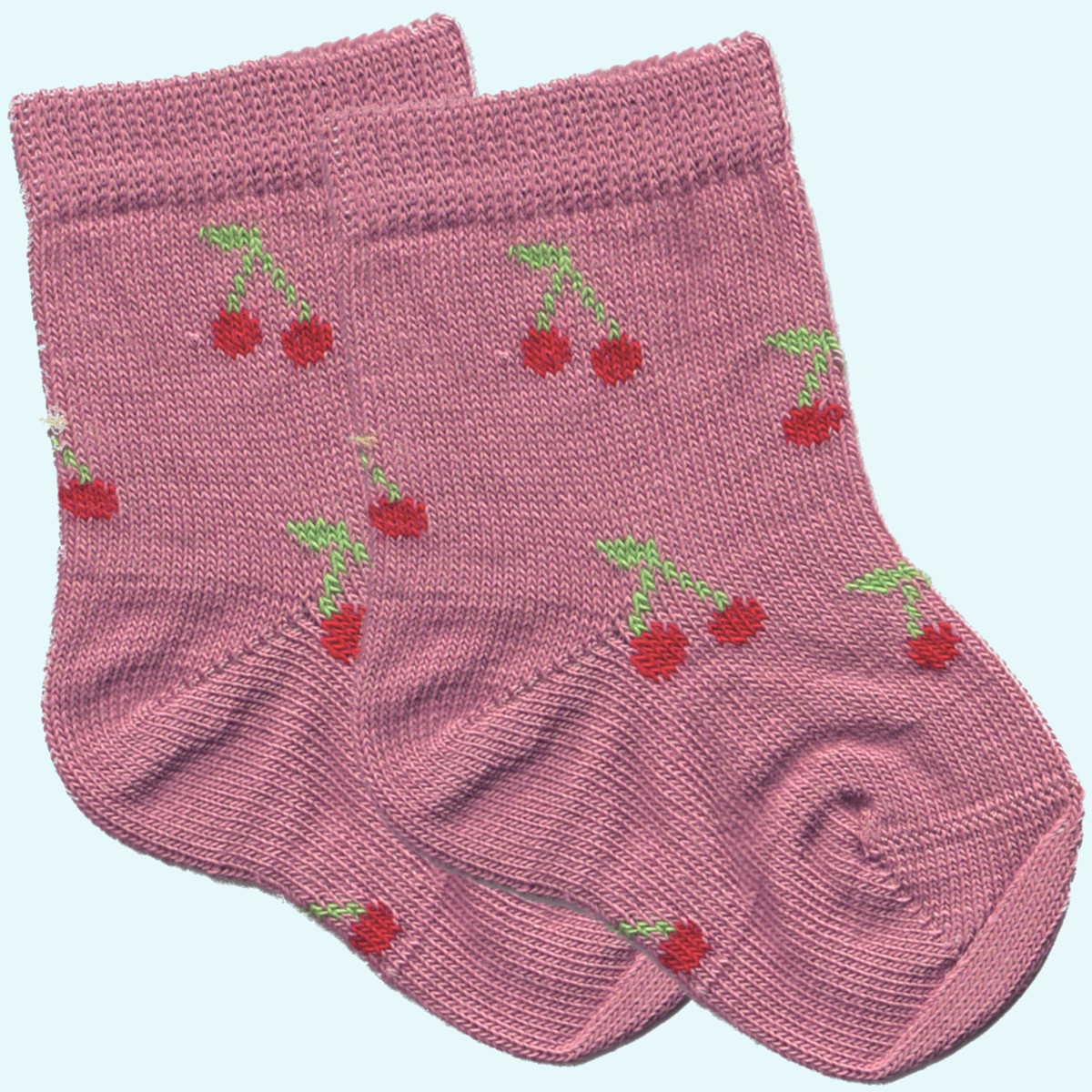 🍒 Süße Baby-Socke mit Kirschen - BIO Baumwolle