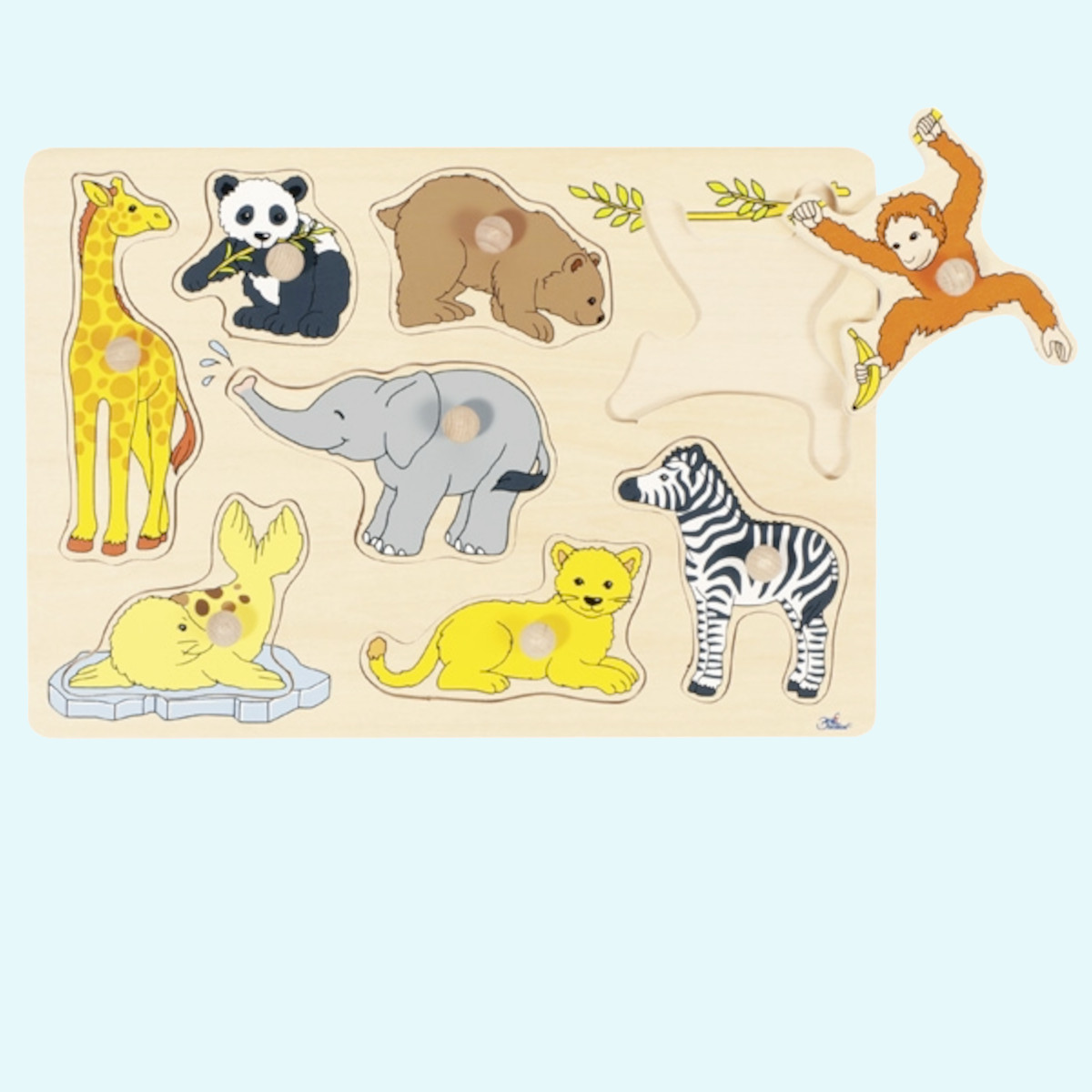 GOKI Holzpuzzle - Tierkinder - Zootiere - Puzzle 8 Teile