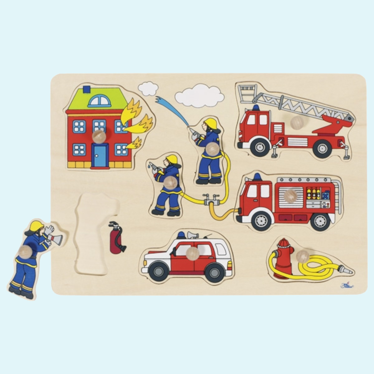 GOKI Holzpuzzle - Feuerwehr - Fahrzeuge - Puzzle 8 Teile