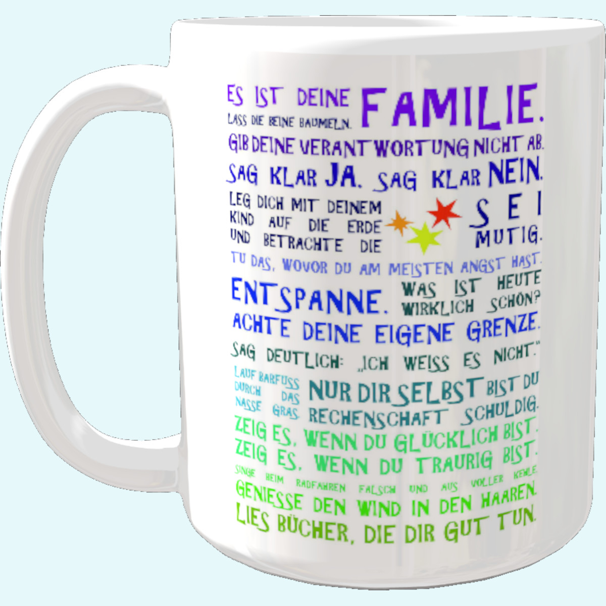 ☕ Panorama Tasse: "Es ist Deine Familie..." - Inspirierende Postkarten von Julia Dibbern