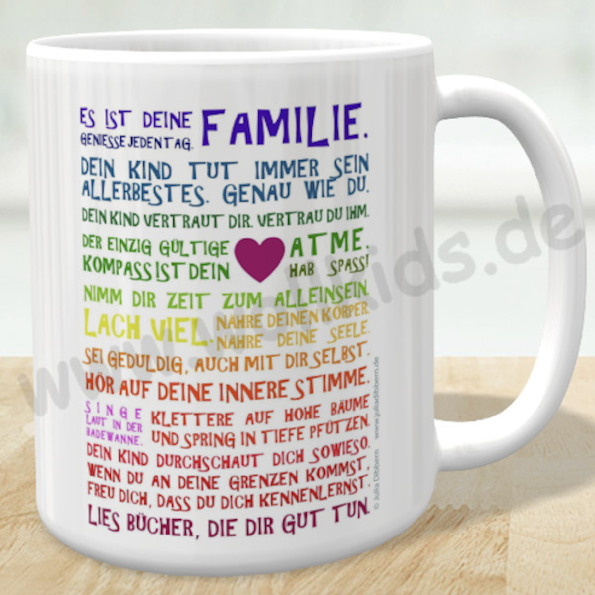 ☕ Panorama Tasse: "Es ist Deine Familie..." - Inspirierende Postkarten von Julia Dibbern