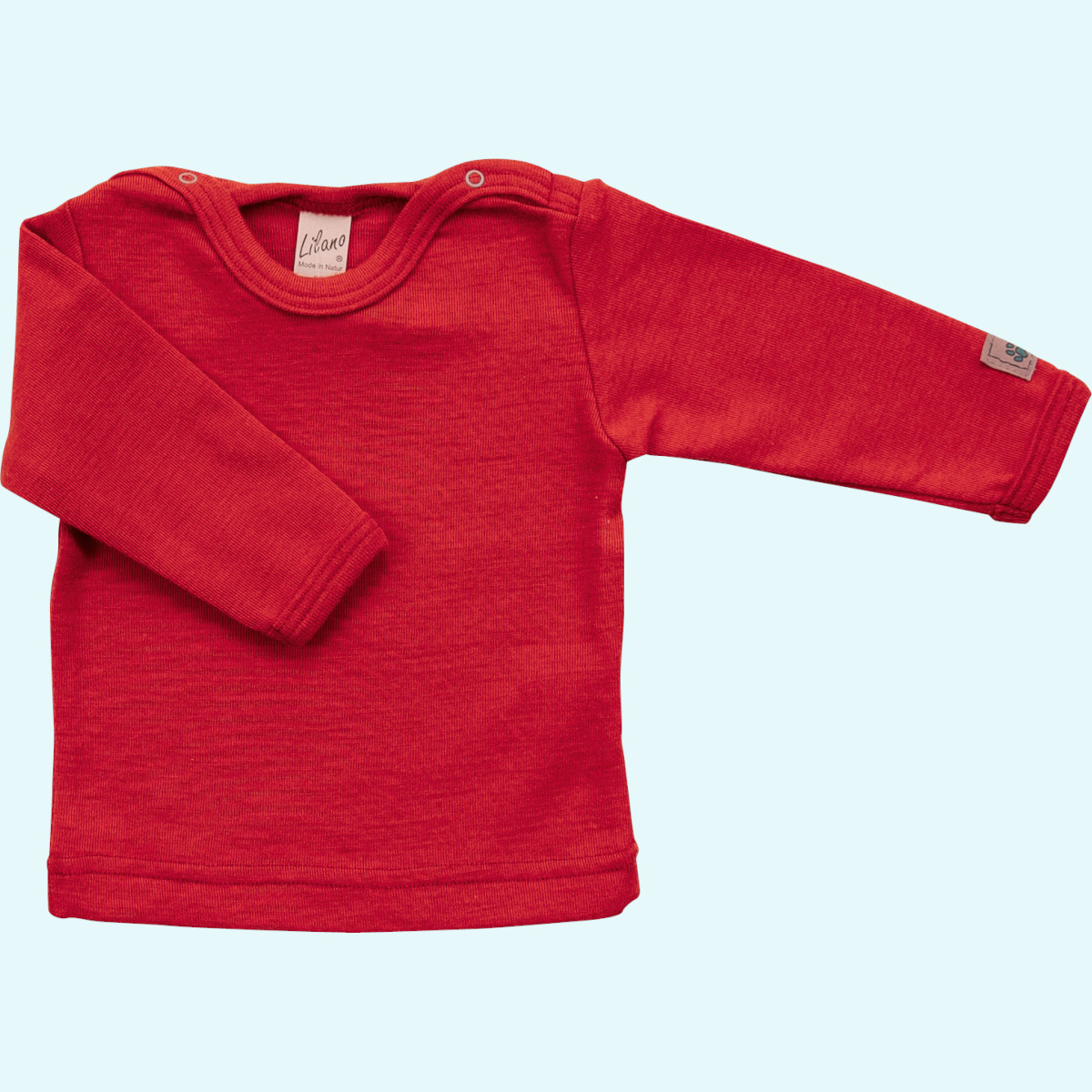 Baby Kinder Shirt - Pulli Wolle Seide Langarm rot GOTS