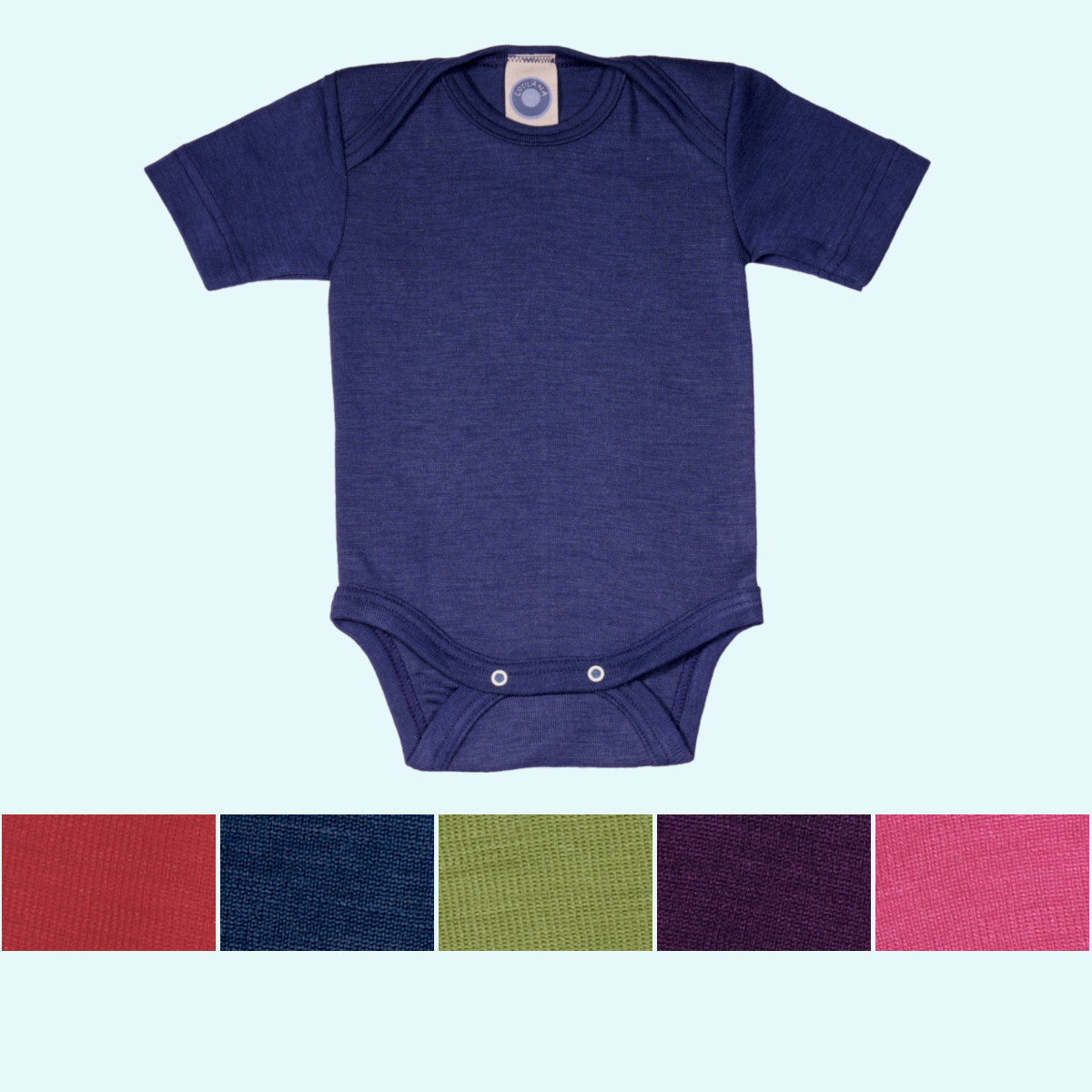 Baby Body Wolle Seide Kurzarm uni farben GOTS