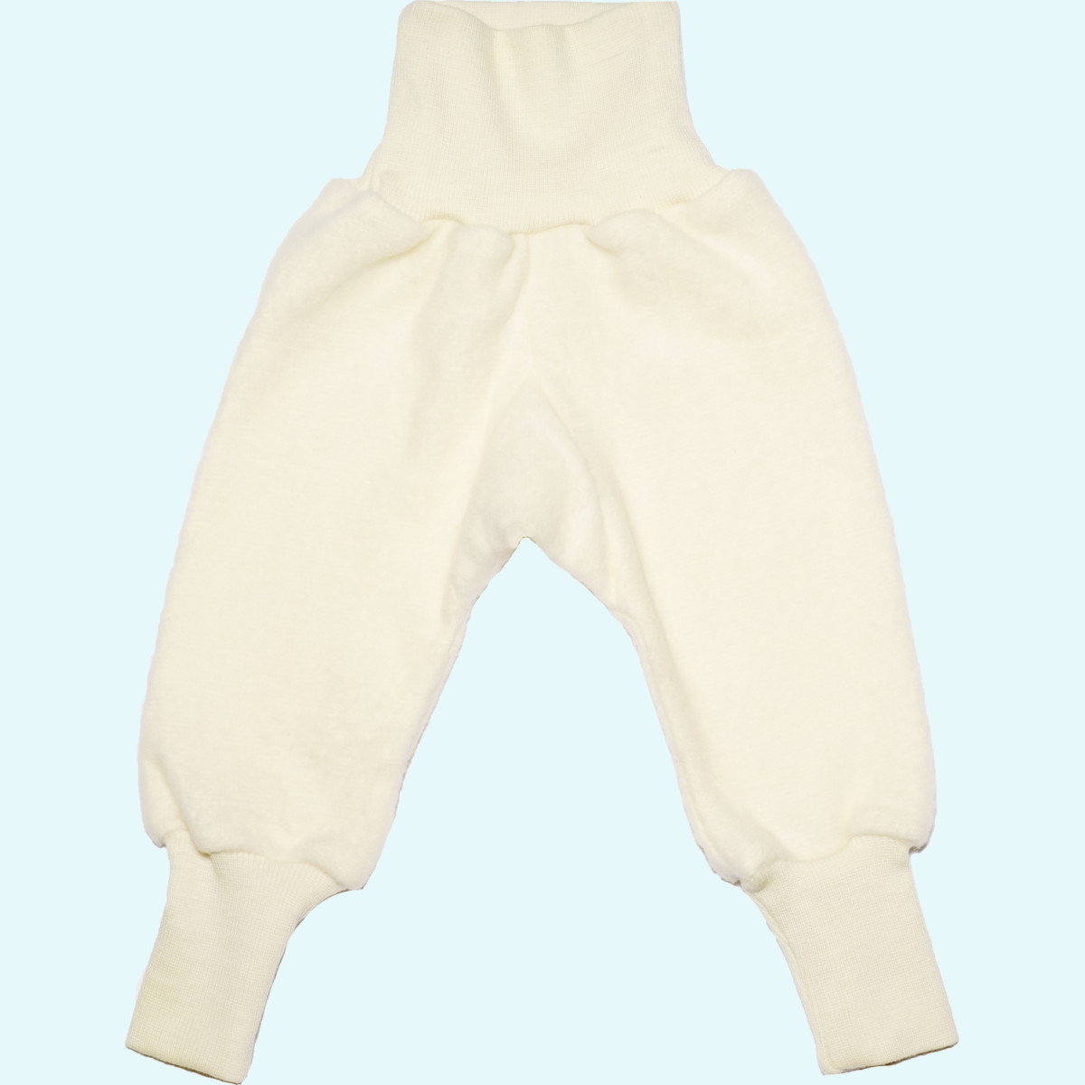 Baby Hose mit Nabelbund Wollfleece natur GOTS