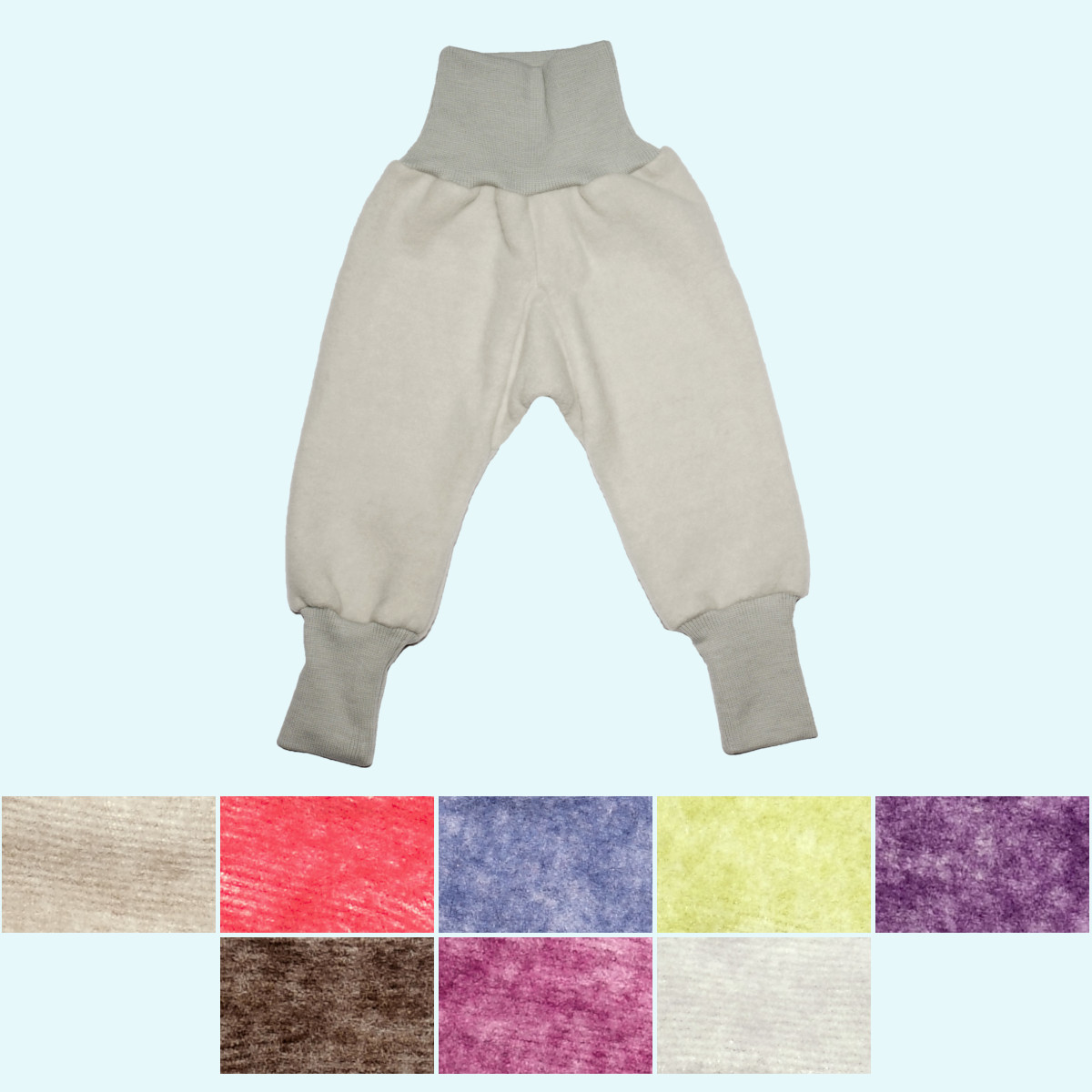 Baby Hose mit Nabelbund Wollfleece farbig uni GOTS